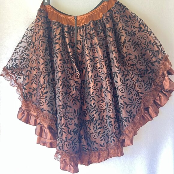 Pirate Steampunk Ruffle Skirt High-Low Victorian Women Brown Skirt Adult M/L - Picture 2 of 7
